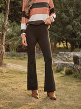 LanaWest 2pcs/Set Casual Holiday Contrast Color Striped Top And Solid Color Flare Pants